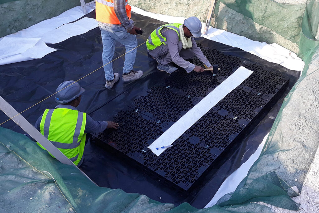 Artificial ground water table. The system is storing the excess water from irrigation or runoff water.